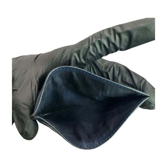 Prada Saffiano Leather Pouch Card Case Holder Navy With Orange Stripe Minimalist - Picture 5 of 5